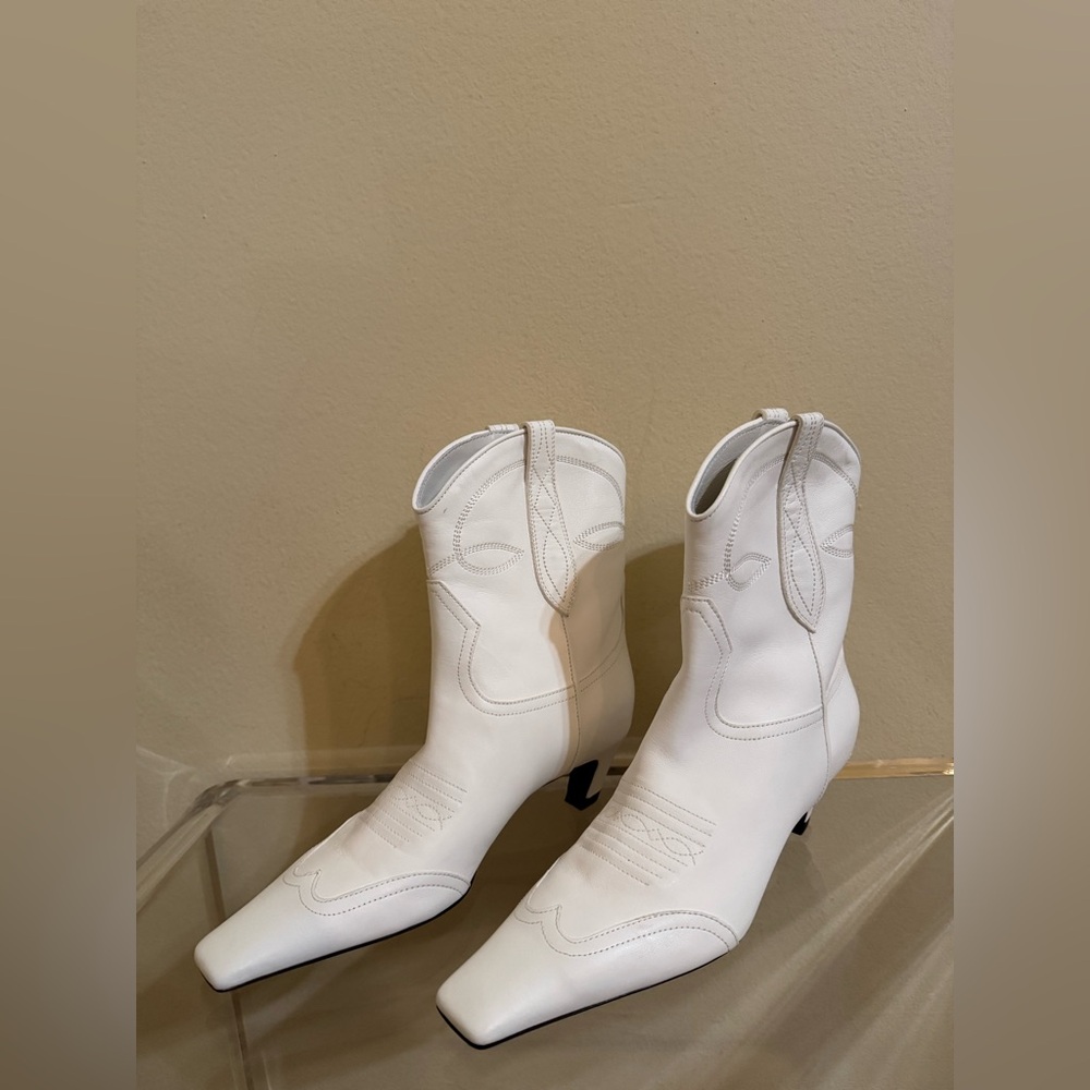 KHAITE Dallas Ankle Boots Western Leather White 37 - Picture 4 of 14